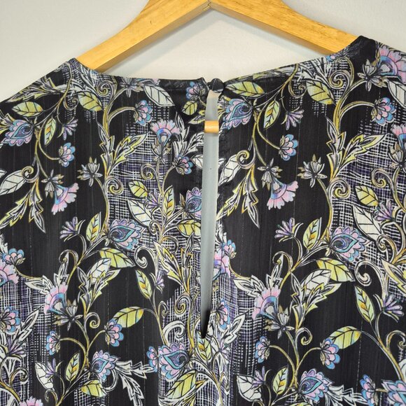 Torrid Black Floral Chiffon Lurex Tiered Ruffle Mini Dress Size 2X - Picture 11 of 11